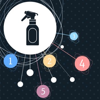Spray icon with the background to the point and with infographic style. illustration