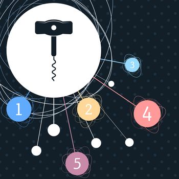 corkscrew icon with the background to the point and with infographic style. illustration