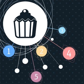 cupcake, muffin icon with the background to the point and with infographic style. illustration