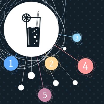 Cocktail Icon with the background to the point and with infographic style. illustration
