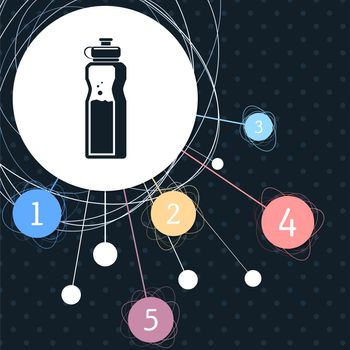bottle of water icon with the background to the point and with infographic style. illustration
