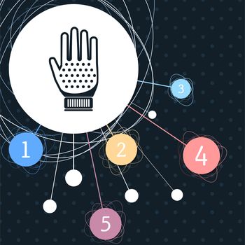 gloves icon with the background to the point and with infographic style. illustration