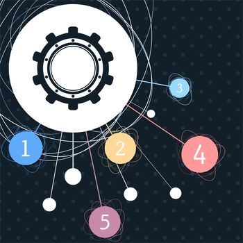 Gear, cog icon with the background to the point and with infographic style. illustration