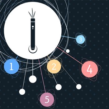 laser pointer icon with the background to the point and with infographic style. illustration