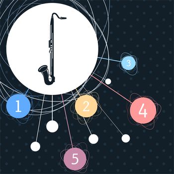 Saxophone icon with the background to the point and with infographic style. illustration