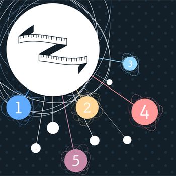 Measuring tape icon with the background to the point and with infographic style. illustration