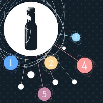Beer bottle Icon with the background to the point and with infographic style. illustration