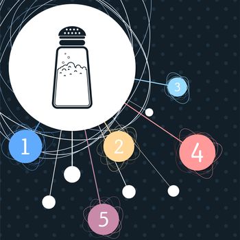 Salt or pepper shakers, Cooking spices icon with the background to the point and with infographic style. illustration