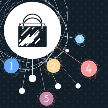 Shopping bag icon with the background to the point and with infographic style. illustration