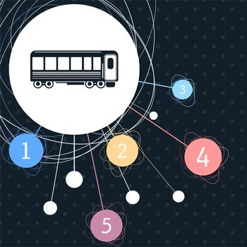 Passenger Wagons. Train icon with the background to the point and with infographic style. illustration
