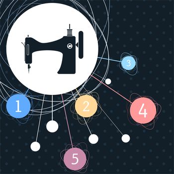 Sewing Machine icon with the background to the point and with infographic style. illustration
