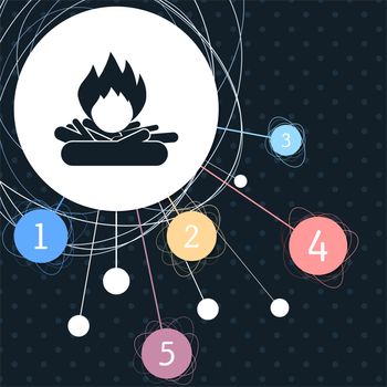 Fire Icon with the background to the point and with infographic style. illustration