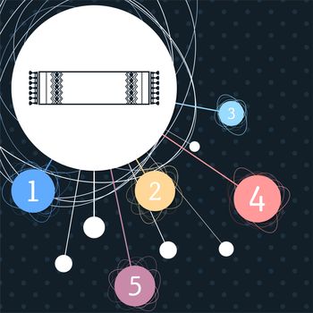 scarf icon with the background to the point and with infographic style. illustration