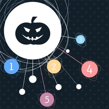 halloween pumpkin icon with the background to the point and with infographic style. illustration