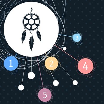Dreamcatcher icon with the background to the point and with infographic style. illustration