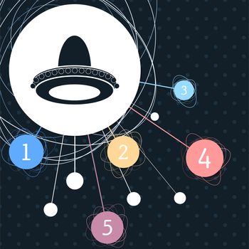 cowboy hat icon with the background to the point and with infographic style. illustration