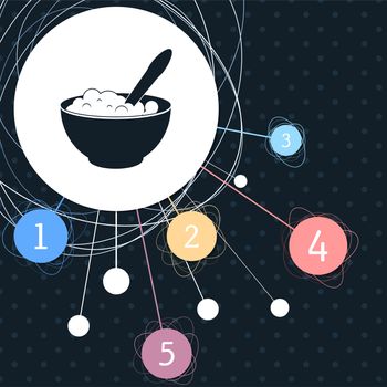 porridge icon with the background to the point and with infographic style. illustration