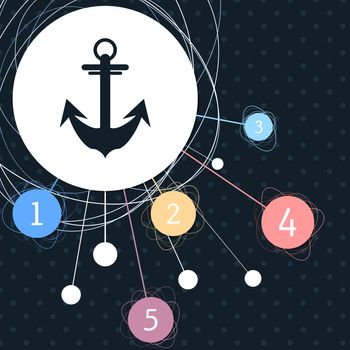 Anchor icon with the background to the point and with infographic style. illustration