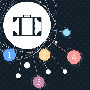 luggage icon with the background to the point and with infographic style. illustration