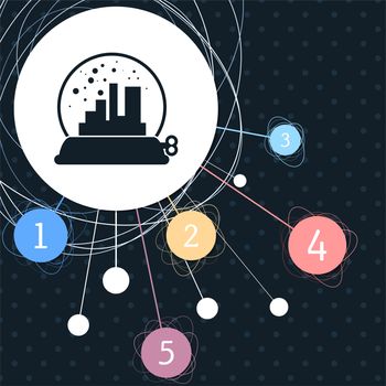 factory icon with the background to the point and with infographic style. illustration