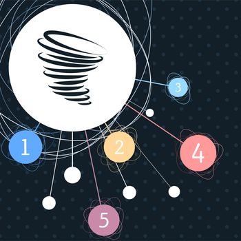 Tornado icon with the background to the point and with infographic style. illustration