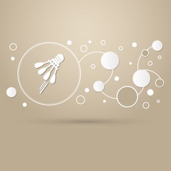 Shuttlecock, badminton, tennis icon on a brown background with elegant style and modern design infographic. illustration
