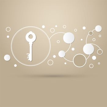 Key Icon on a brown background with elegant style and modern design infographic. illustration