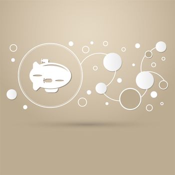 Airship Icon on a brown background with elegant style and modern design infographic. illustration
