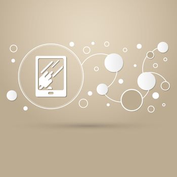 Tablet with the reflection of light icon on a brown background with elegant style and modern design infographic. illustration