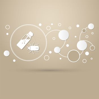 Mosquito spray, Bug Spray icon on a brown background with elegant style and modern design infographic. illustration