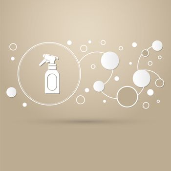 Spray icon on a brown background with elegant style and modern design infographic. illustration