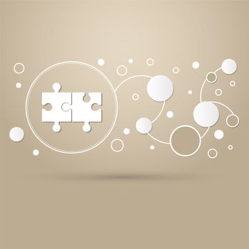 puzzle icon on a brown background with elegant style and modern design infographic. illustration