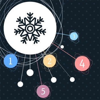 Snowflake icon with the background to the point and with infographic style. illustration