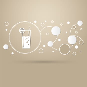 Cocktail Icon on a brown background with elegant style and modern design infographic. illustration