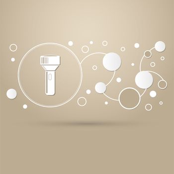 flashlight icon on a brown background with elegant style and modern design infographic. illustration