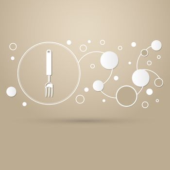 fork icon on a brown background with elegant style and modern design infographic. illustration