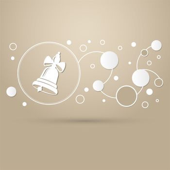 Ringing bell icon on a brown background with elegant style and modern design infographic. illustration