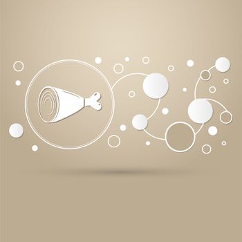 Ham Icon on a brown background with elegant style and modern design infographic. illustration