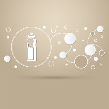 bottle of water icon on a brown background with elegant style and modern design infographic. illustration