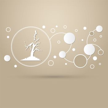 lightning and tree icon on a brown background with elegant style and modern design infographic. illustration