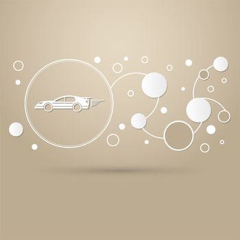 Super Car icon on a brown background with elegant style and modern design infographic. illustration