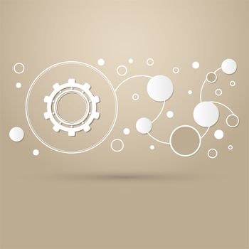 Gear, cog icon on a brown background with elegant style and modern design infographic. illustration