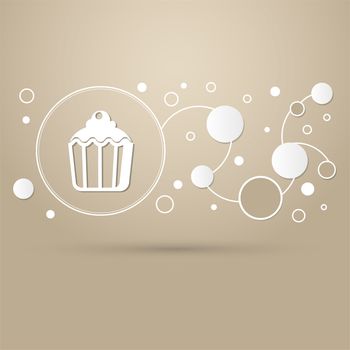 cupcake, muffin icon on a brown background with elegant style and modern design infographic. illustration