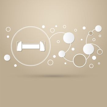 Dumbbell icon on a brown background with elegant style and modern design infographic. illustration