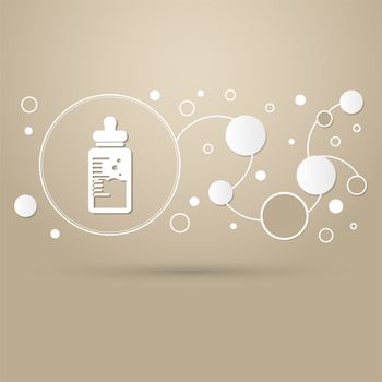 Baby milk bottle icon on a brown background with elegant style and modern design infographic. illustration