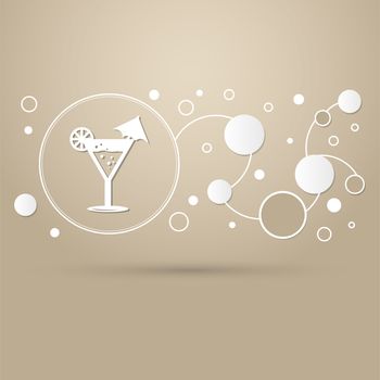 Cocktail party, martini icon on a brown background with elegant style and modern design infographic. illustration