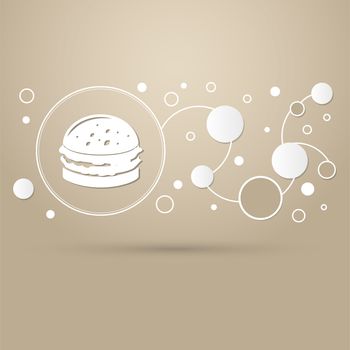 Burger, sandwich, hamburger icon on a brown background with elegant style and modern design infographic. illustration