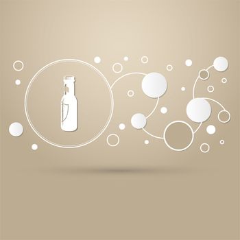 Beer bottle Icon on a brown background with elegant style and modern design infographic. illustration
