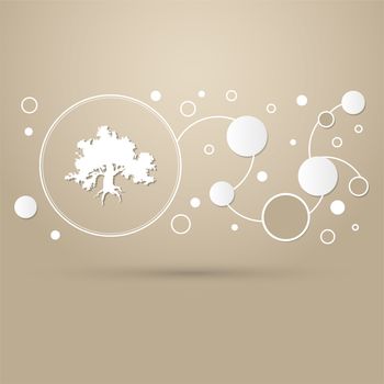 Decorative green simple tree icon on a brown background with elegant style and modern design infographic. illustration