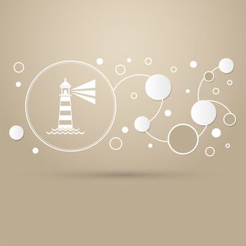 Lighthouse icon on a brown background with elegant style and modern design infographic. illustration